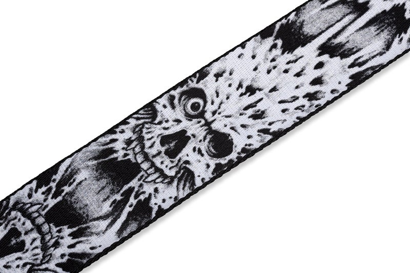 Levy's Leathers 2" Polyester Guitar Strap with Printed Design, Garment Leather Ends and Tri-glide Adjustment; Black and White Skulls (MP-16) - Image 2